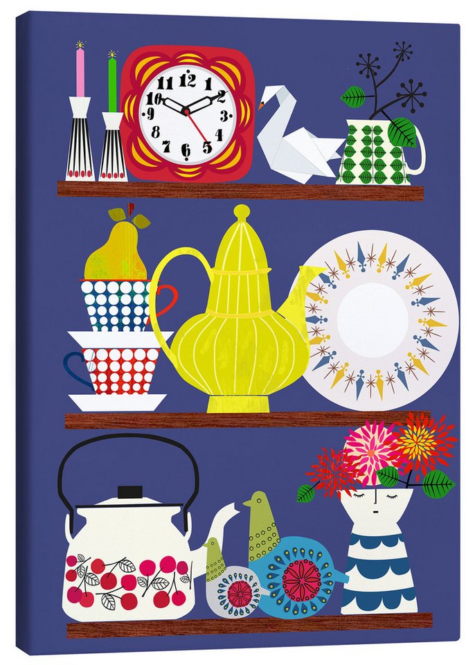 Posterlounge Leinwandbild Taika Tori, Skandinavisches Regal, Küche Skandinavisch Illustration von Posterlounge