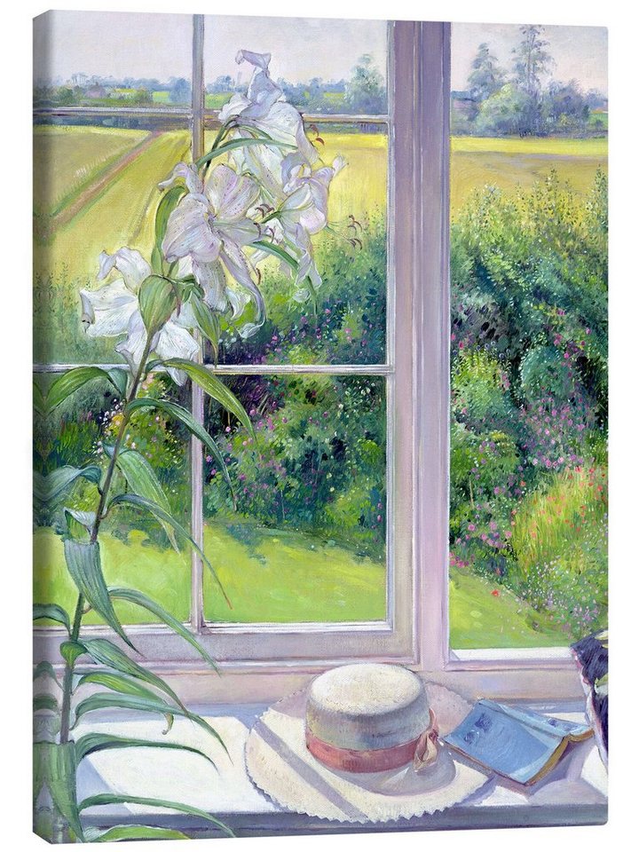 Posterlounge Leinwandbild Timothy Easton, Leseecke im Fenster (Detail), Landhausstil Malerei von Posterlounge