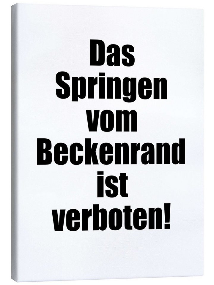 Posterlounge Leinwandbild Typobox, Das Springen vom Beckenrand ist verboten, Badezimmer von Posterlounge