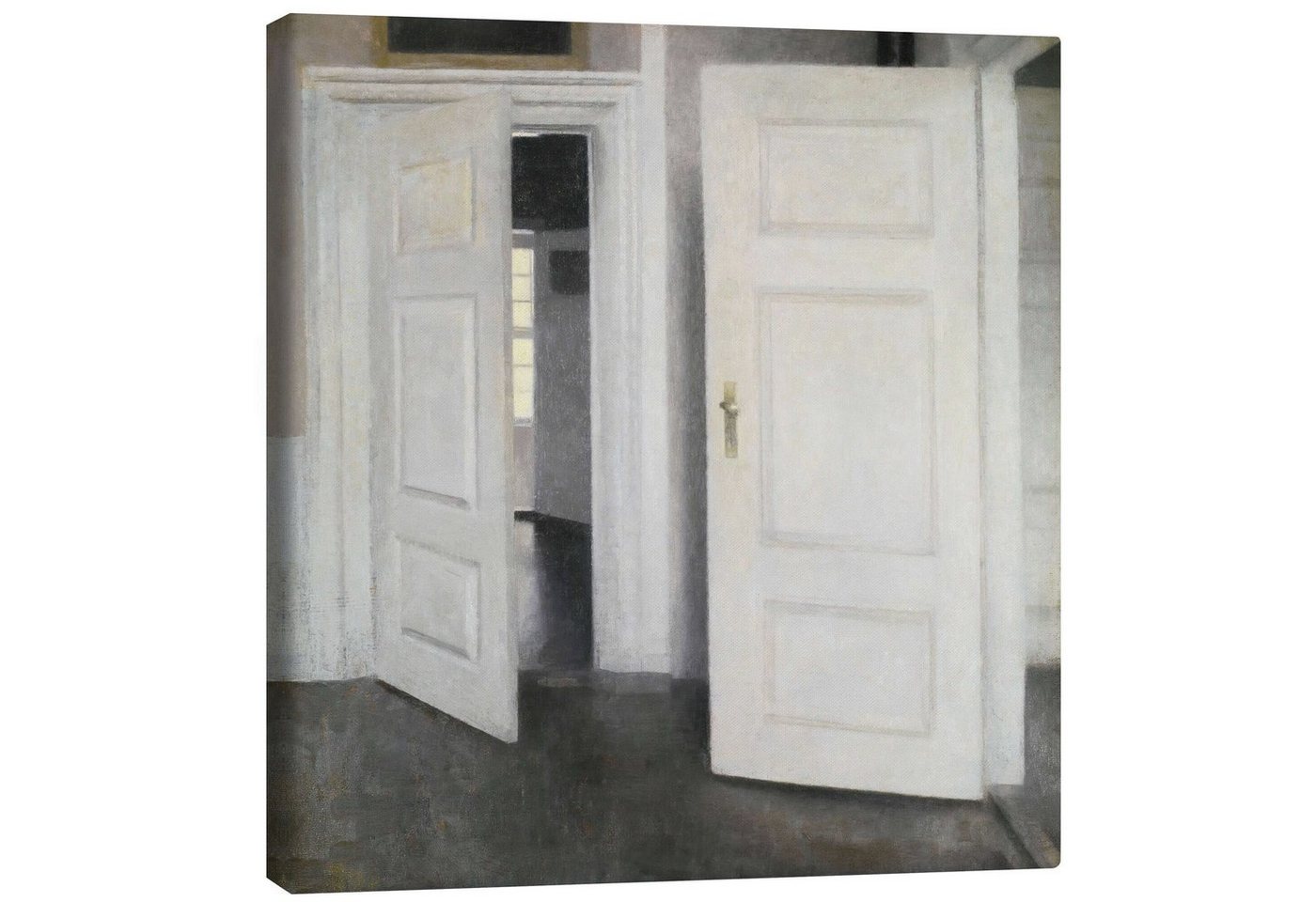 Posterlounge Leinwandbild Vilhelm Hammershøi, Weiße Türen, Malerei von Posterlounge