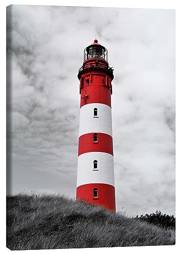 Posterlounge Leuchtturm auf Amrum Leinwandbild von HADYPHOTO 70 x 90 cm Rot Wandbilder Wanddeko von Posterlounge