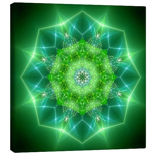 Posterlounge Mandala - Heilstrom Leinwandbild von Dolphins DreamDesign Wandbilder für jeden Raum 70 x 70 cm Grün Spiritualität & Entspannung Wanddeko von Posterlounge