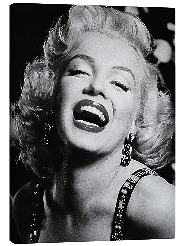 Posterlounge Marilyn Monroe Lipstick Leinwandbild von Celebrity Collection 50 x 70 cm Schwarz-Weiß Nostalgie Wanddeko von Posterlounge