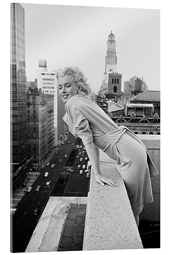 Posterlounge Marilyn Monroe in New York Acrylglasbild von Celebrity Collection 90 x 130 cm Schwarz-Weiß Nostalgie Wanddeko von Posterlounge