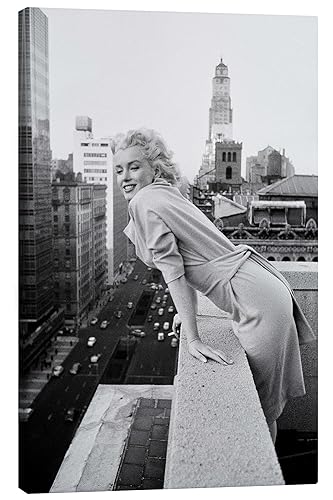 Posterlounge Marilyn Monroe in New York Leinwandbild von Celebrity Collection 40 x 60 cm Schwarz-Weiß Nostalgie Wanddeko von Posterlounge
