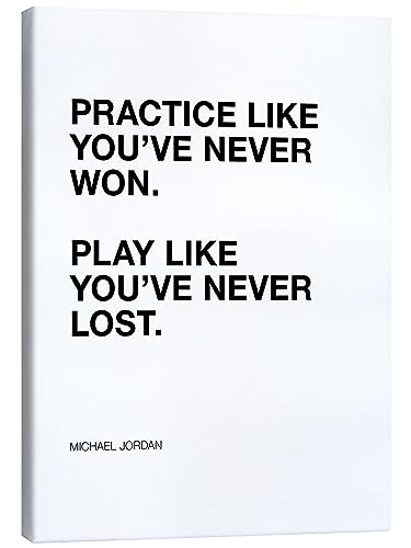 Posterlounge Michael Jordan - Zitat (Englisch) Leinwandbild von Michael Tarassow 30 x 40 cm Schwarz-Weiß Sport Wanddeko von Posterlounge