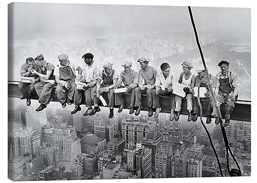 Posterlounge Mittagspause auf einem Wolkenkratzer Leinwandbild 130 x 100 cm Schwarz-Weiß Schwarz-Weiß Fotografie Wanddeko von Posterlounge