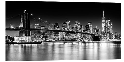 Posterlounge New York City Skyline bei Nacht, Brooklyn Bridge I Acrylglasbild von Sascha Kilmer Wandbilder für jeden Raum 120 x 60 cm Schwarz-Weiß Schwarz-Weiß Fotografie Wanddeko von Posterlounge