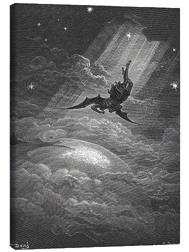 Posterlounge Paradise Lost Leinwandbild von Gustave Doré Wandbilder für jeden Raum 50 x 70 cm Schwarz-Weiß Romantik Wanddeko von Posterlounge