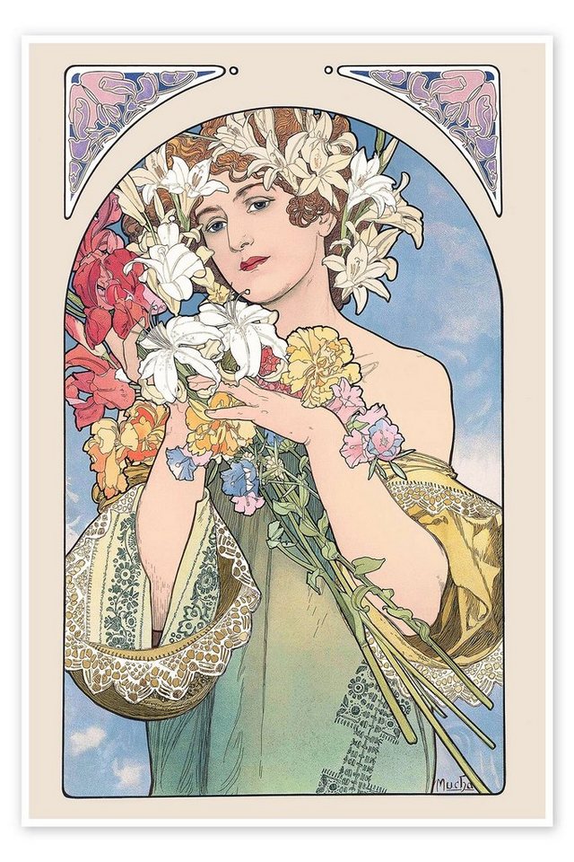 Posterlounge Poster Alfons Mucha, Blume, natur, Malerei von Posterlounge