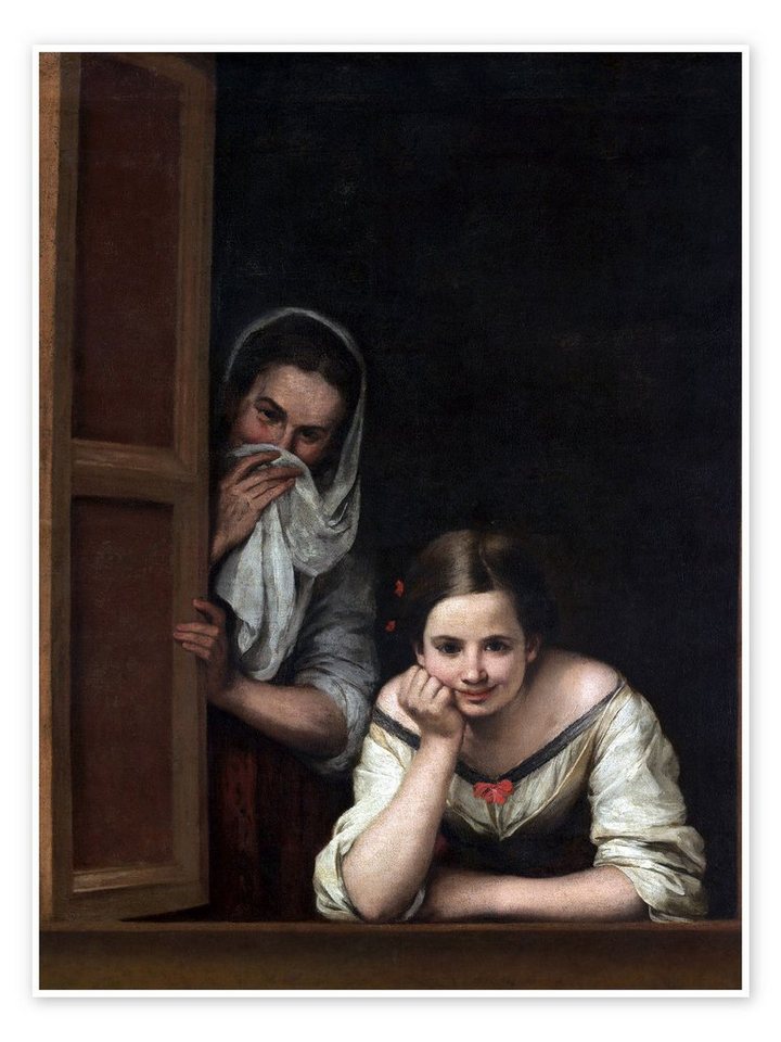 Posterlounge Poster Bartolomé Esteban Murillo, Mädchen am Fenster, Malerei von Posterlounge