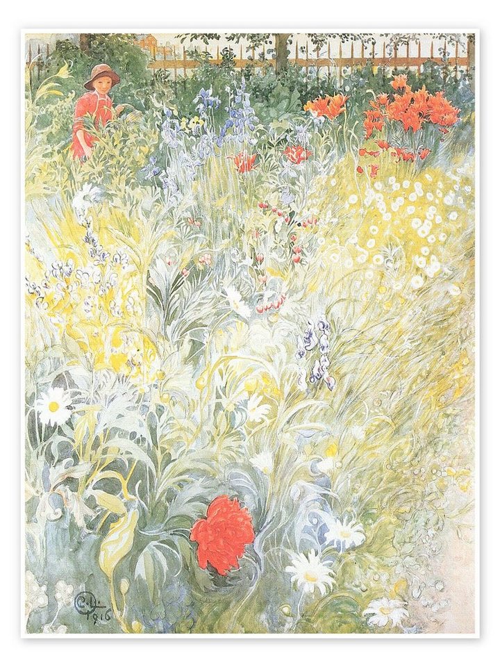 Posterlounge Poster Carl Larsson, Sommerblumen, Landhausstil Malerei von Posterlounge