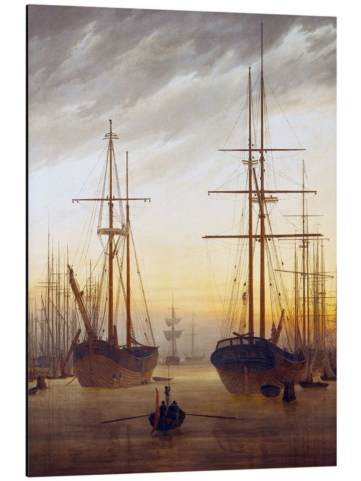 Posterlounge Poster Caspar David Friedrich, Ansicht eines Hafens, Badezimmer Maritim Malerei von Posterlounge