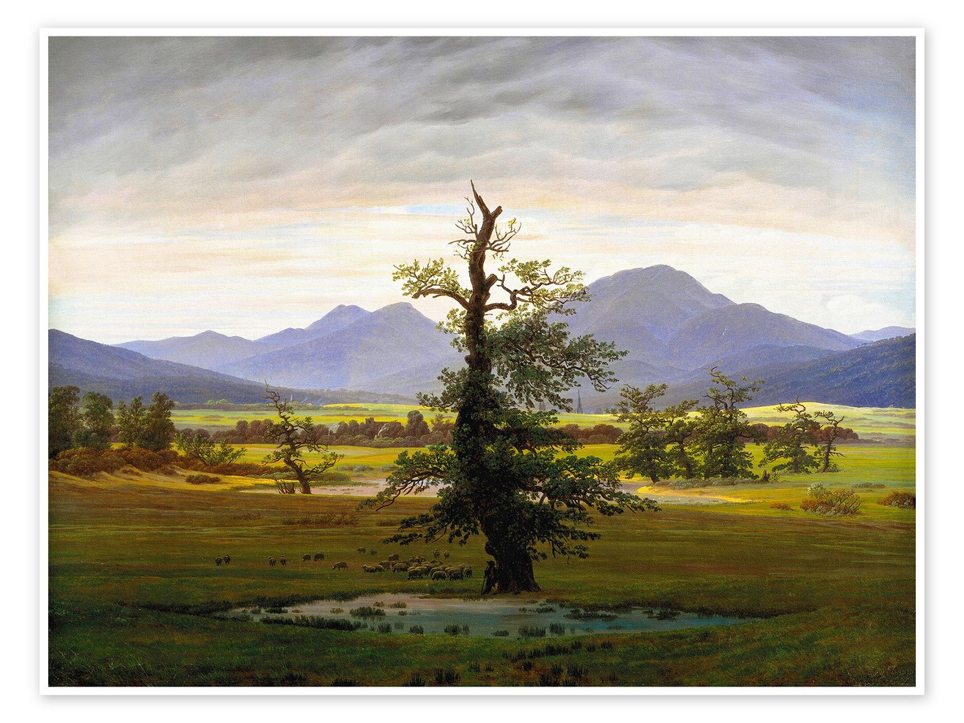 Posterlounge Poster Caspar David Friedrich, Einsamer Baum, Malerei von Posterlounge