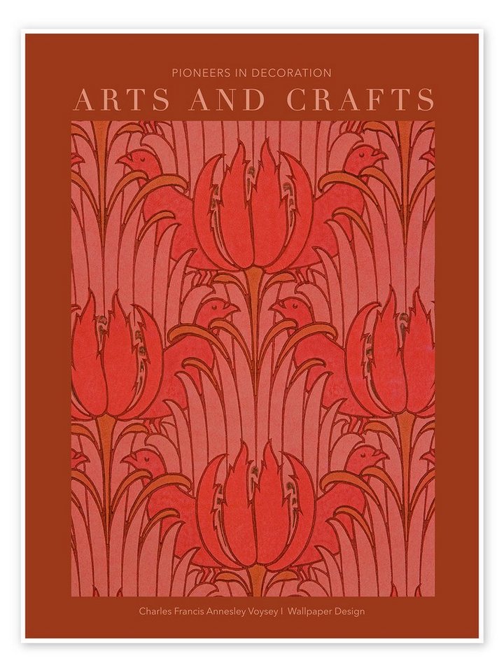 Posterlounge Poster Charles Francis Annesley Voysey, Arts and Crafts - Tapete Design II, Schlafzimmer Vintage Grafikdesign von Posterlounge