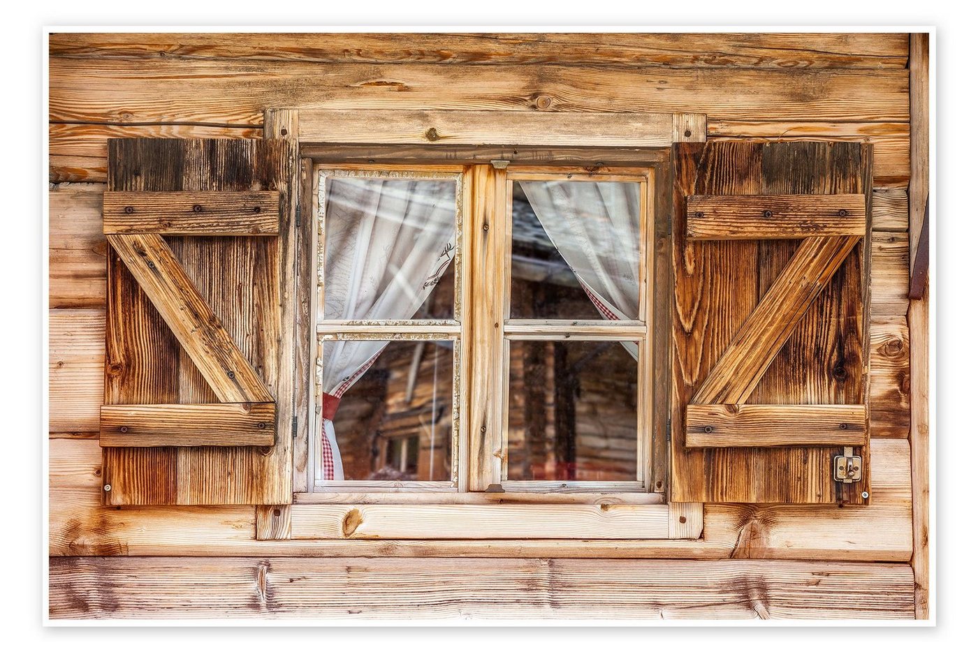 Posterlounge Poster Christian Müringer, Fenster einer Almhütte in Südtirol (Italien), Rustikal Fotografie von Posterlounge