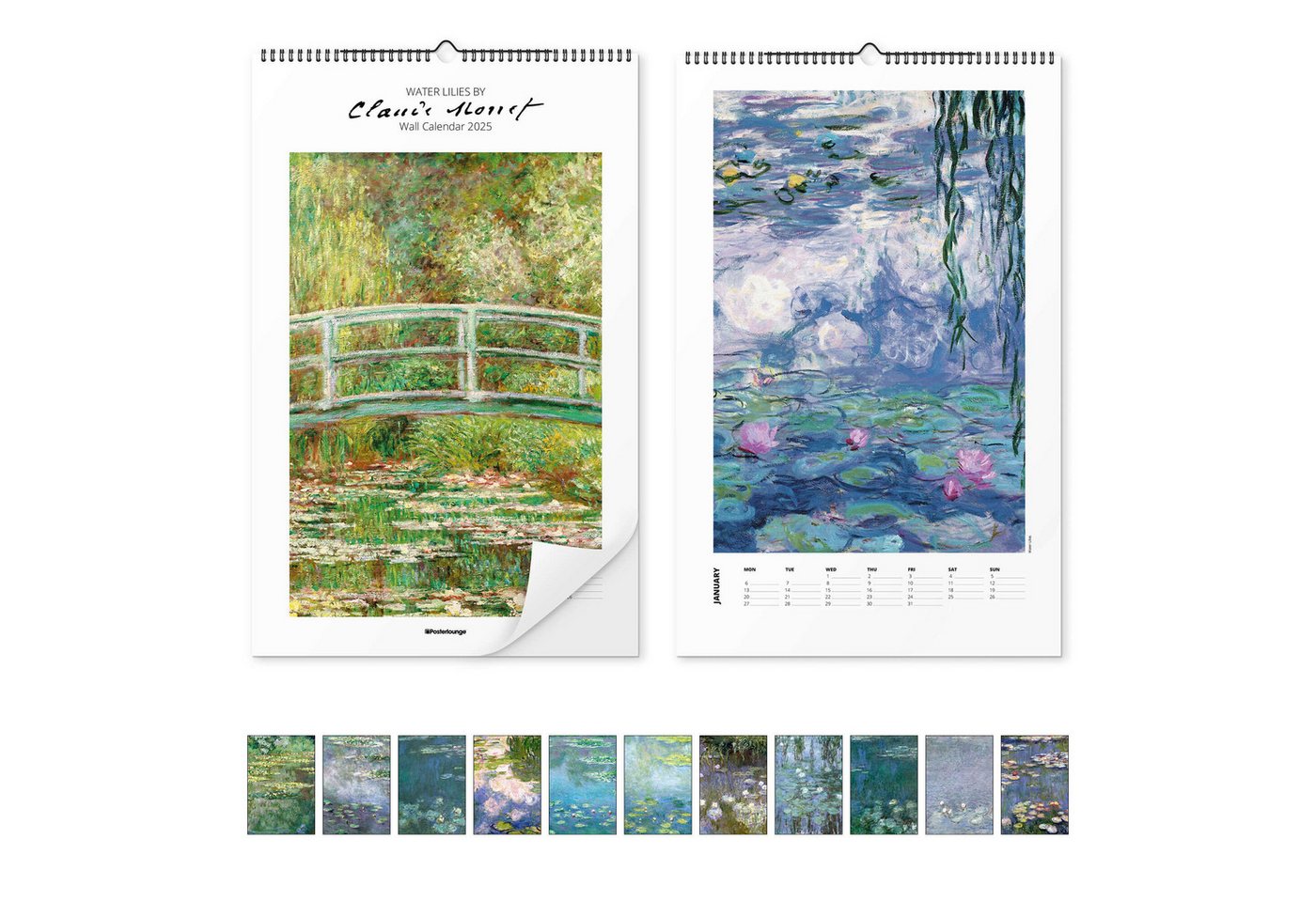 Posterlounge Poster Claude Monet, Claude Monet Kalender - Water Lilies 2026, Wohnzimmer Modern Malerei von Posterlounge