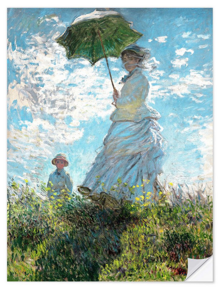 Posterlounge Poster Claude Monet, Frau mit Sonnenschirm – Madame Monet und ihr Sohn, Schlafzimmer Malerei von Posterlounge