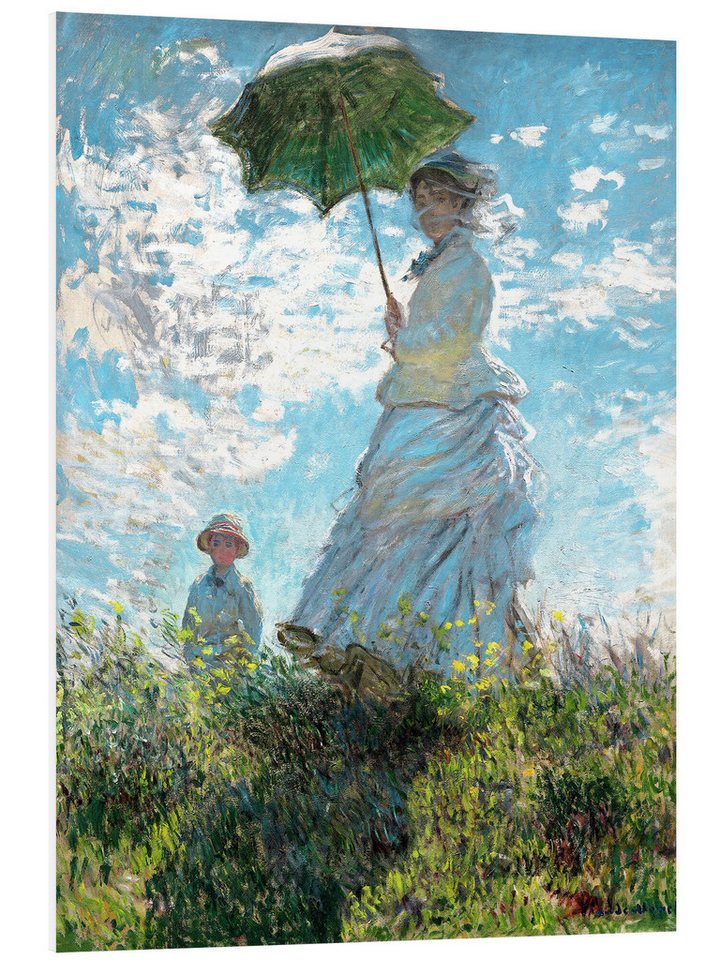 Posterlounge Poster Claude Monet, Frau mit Sonnenschirm – Madame Monet und ihr Sohn, Wohnzimmer Malerei von Posterlounge