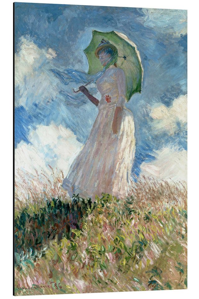 Posterlounge Poster Claude Monet, Frau mit Sonnenschirm nach links gewendet, Wohnzimmer Malerei von Posterlounge