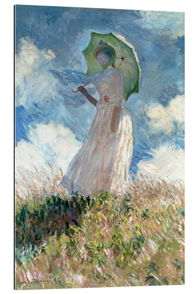 Posterlounge Poster Claude Monet, Frau mit Sonnenschirm nach links gewendet, Wohnzimmer Malerei von Posterlounge