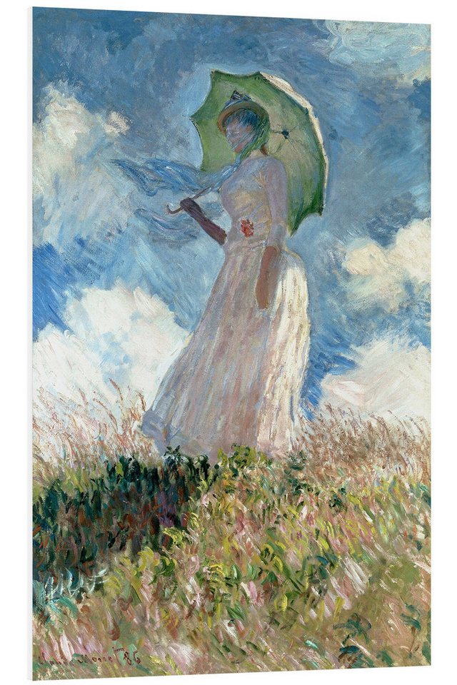 Posterlounge Poster Claude Monet, Frau mit Sonnenschirm nach links gewendet, Wohnzimmer Malerei von Posterlounge