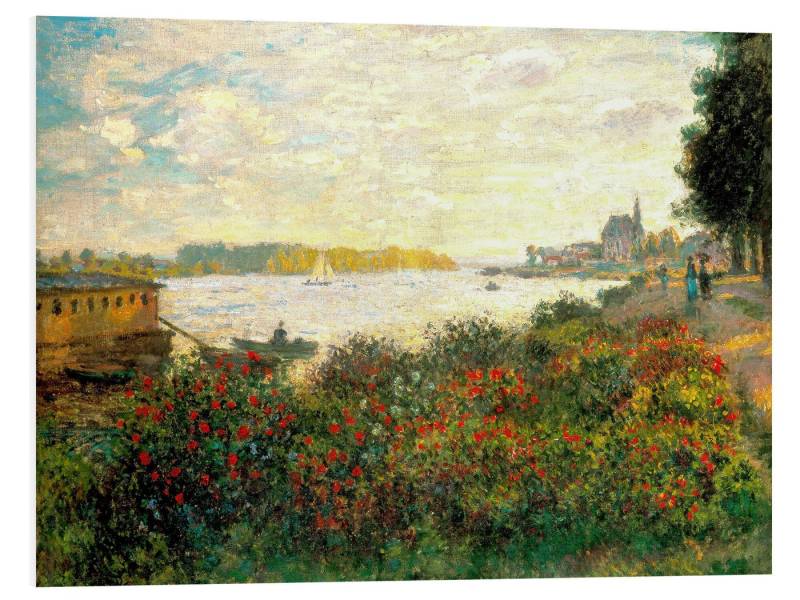 Posterlounge Wandbild Rote Blumen am Ufer der Seine bei Argenteuil, Claude Monet, erhältlich als Poster, Leinwandbild, Wandsticker oder Acrylglasbild von Posterlounge