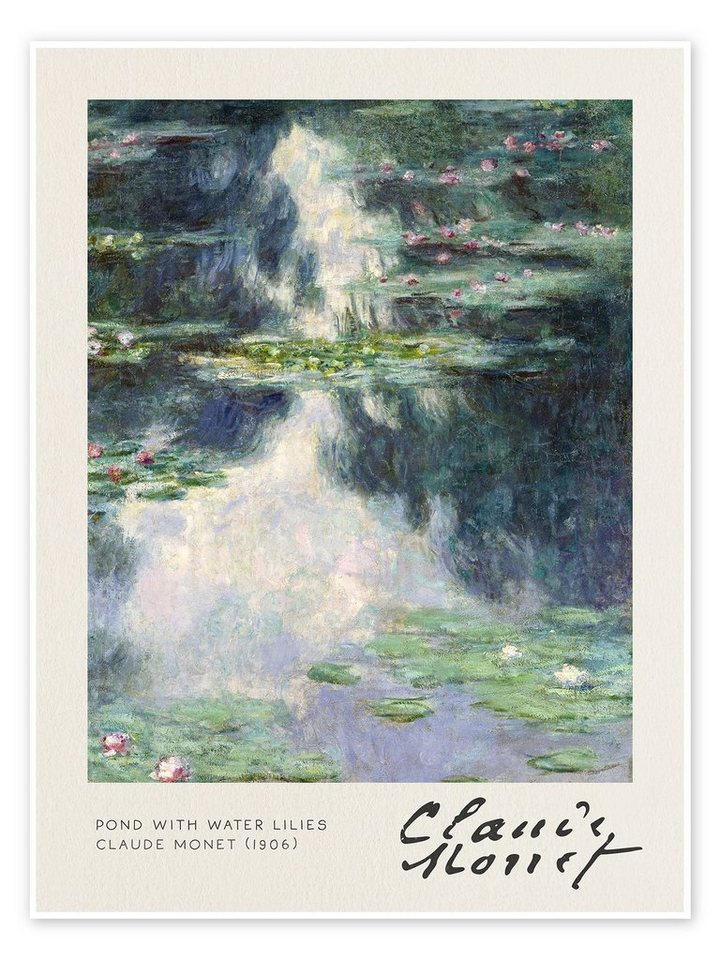 Posterlounge Poster Claude Monet, Teich mit Seerosen, 1906, Wohnzimmer Malerei von Posterlounge