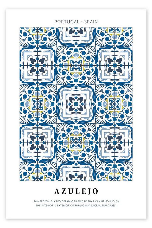 Posterlounge Poster Editors Choice, Azulejo (englisch), Badezimmer Grafikdesign von Posterlounge