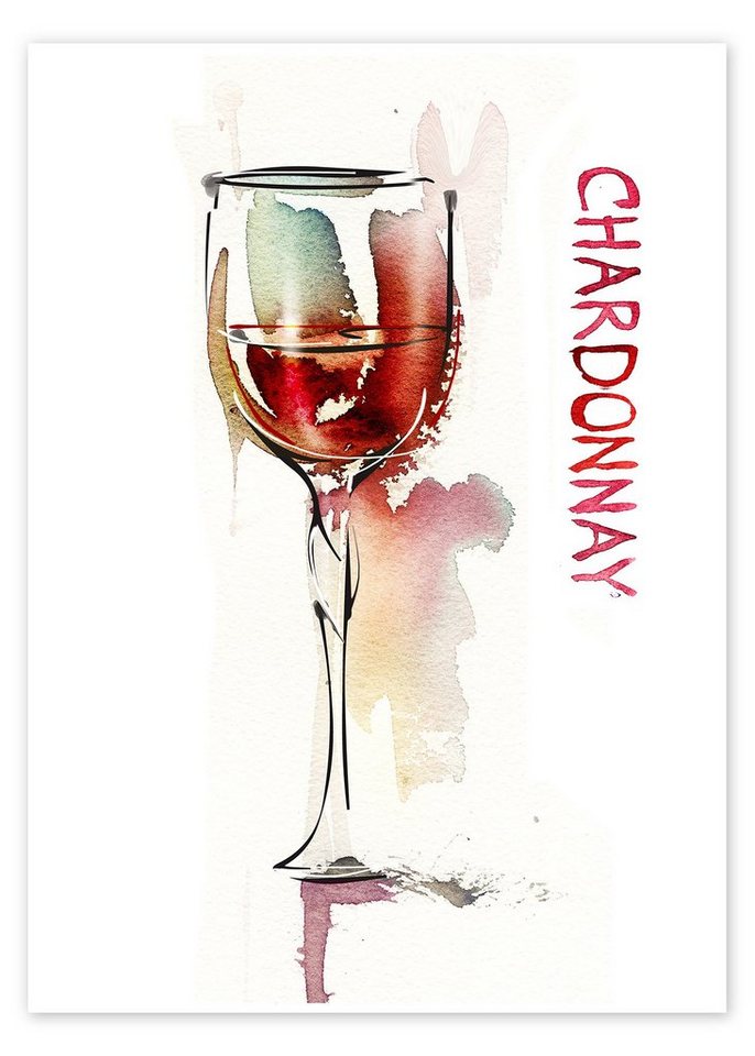 Posterlounge Poster Editors Choice, Ein Glas Chardonnay, Küche Malerei von Posterlounge