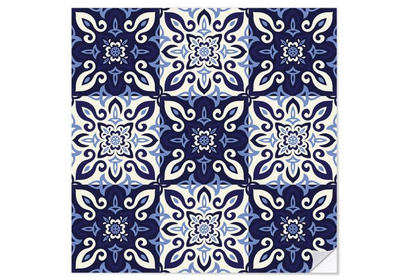 Posterlounge Poster Editors Choice, Muster im Delfter Blau Stil, Badezimmer Grafikdesign von Posterlounge