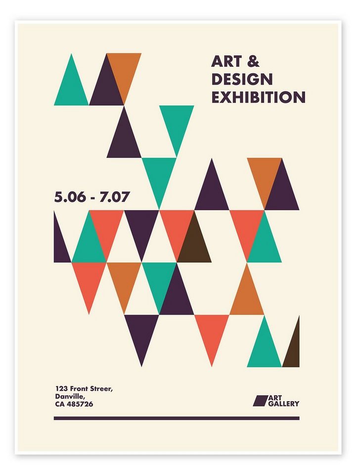 Posterlounge Poster Exhibition Posters, Bauhaus Art & Design, Wohnzimmer Mid-Century Modern Grafikdesign von Posterlounge
