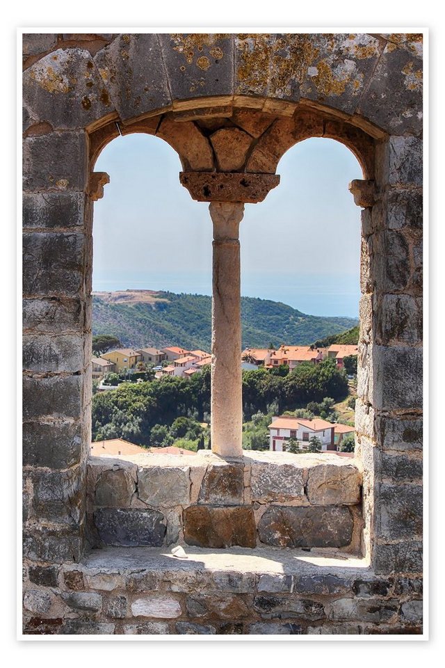 Posterlounge Poster Filtergrafia, Blick durch ein Fenster in der Toskana Italien, Mediterran Fotografie von Posterlounge