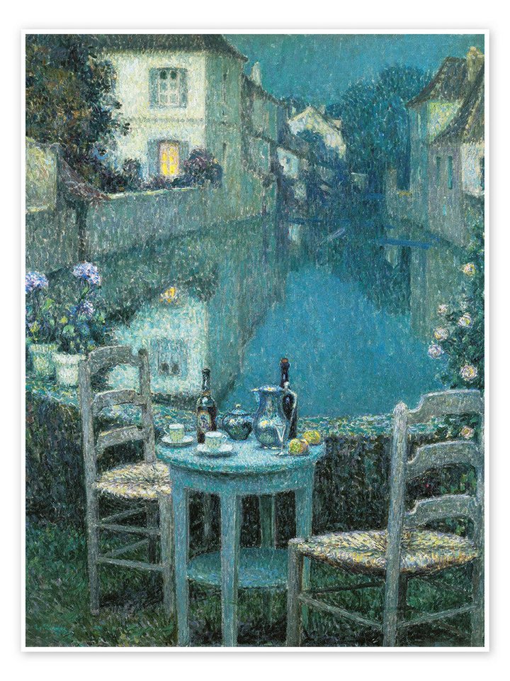 Posterlounge Poster Henri Le Sidaner, Kleiner Tisch in der Abenddämmerung, Küche Malerei von Posterlounge