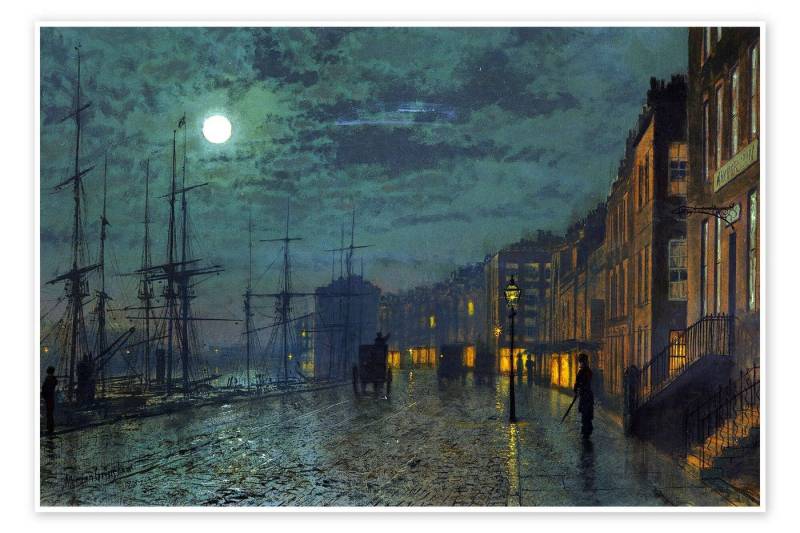 Posterlounge Poster John Atkinson Grimshaw, Docks bei Mondlicht, Badezimmer Malerei von Posterlounge