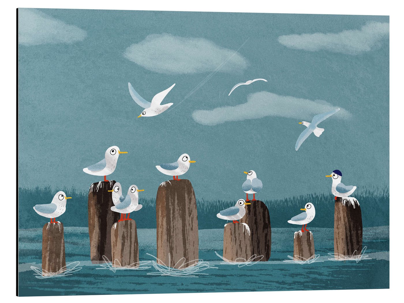 Posterlounge Poster Julia Reyelt, Möwengang II, Badezimmer Maritim Illustration Posterlounge Poster Julia Reyelt, Möwengang II, Badezimmer Maritim Illustration von Posterlounge