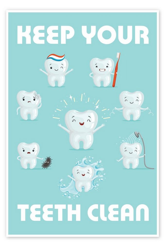 Posterlounge Poster Kidz Collection, Zähneputzen, Badezimmer Kindermotive Posterlounge Poster Kidz Collection, Zähneputzen, Badezimmer Kindermotive von Posterlounge