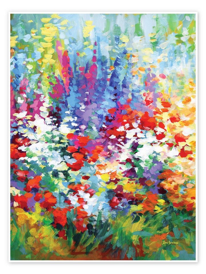 Posterlounge Poster Leon Devenice, Farbenfrohe Blumen Abstrakt, Arztpraxis Malerei von Posterlounge