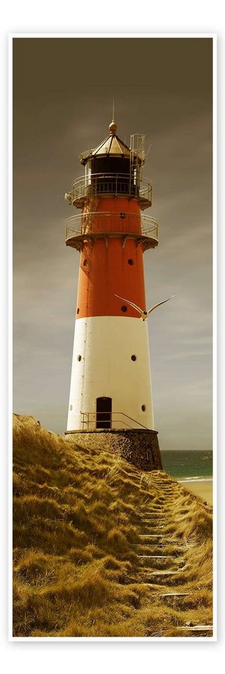 Posterlounge Poster Monika Jüngling, Der Leuchtturm im Abendlicht, Badezimmer Maritim Fotografie von Posterlounge