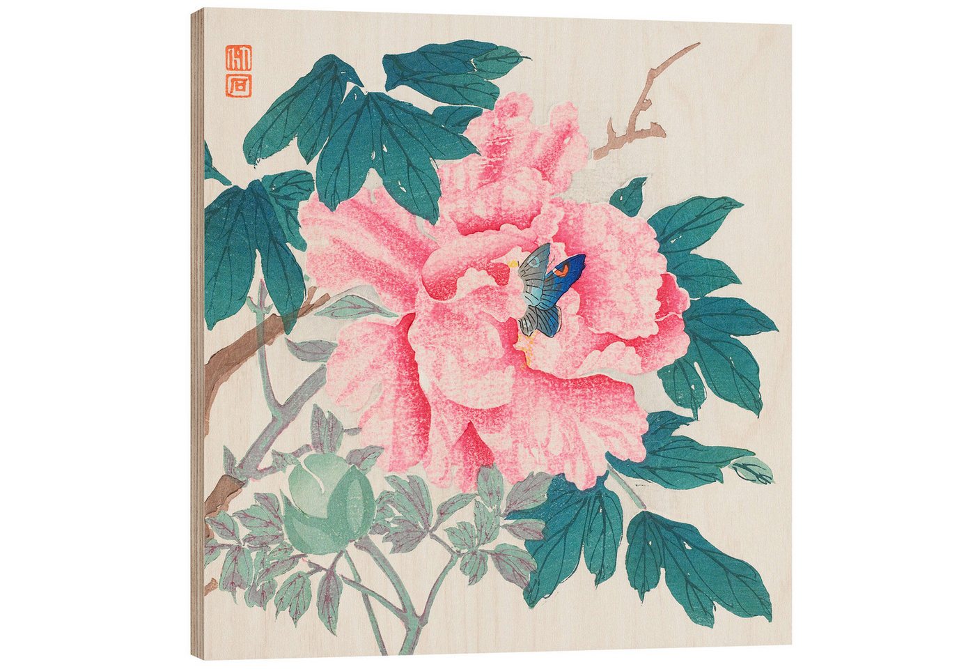 Posterlounge Poster Nagamachi Chikuseki, Pfingstrose und Schmetterling, Malerei Posterlounge Poster Nagamachi Chikuseki, Pfingstrose und Schmetterling, Malerei von Posterlounge