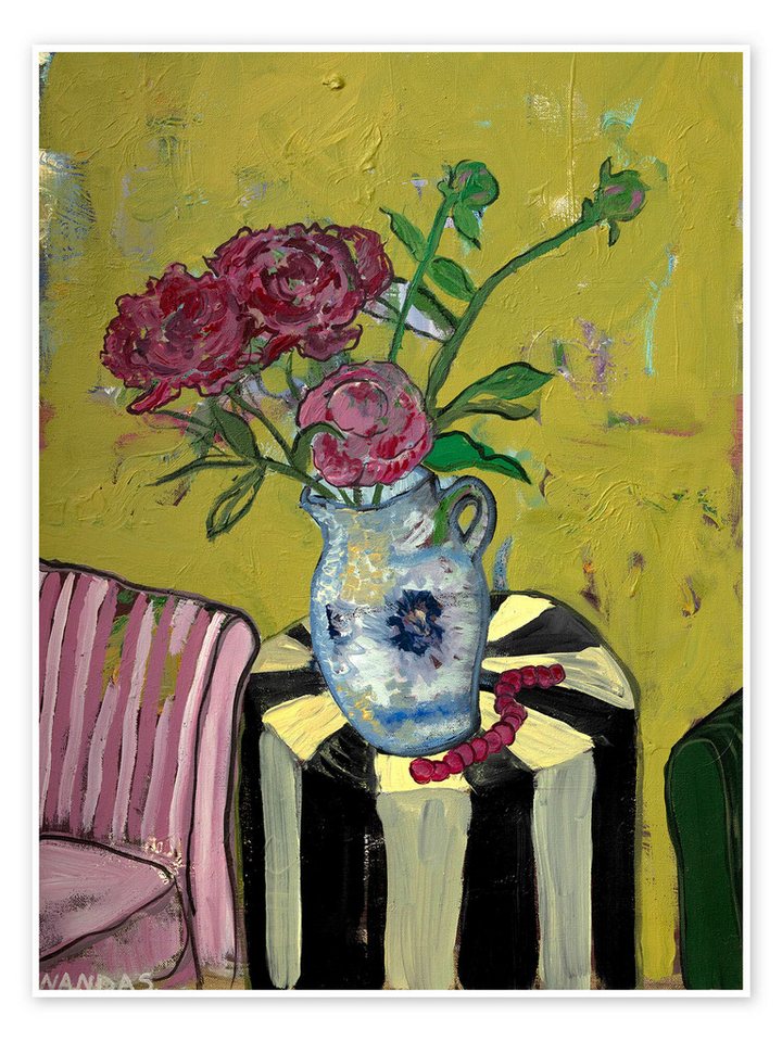 Posterlounge Poster Nanda Schwarz, Blumen auf dem Tisch, Wohnzimmer Modern Malerei Posterlounge Poster Nanda Schwarz, Blumen auf dem Tisch, Wohnzimmer Modern Malerei von Posterlounge