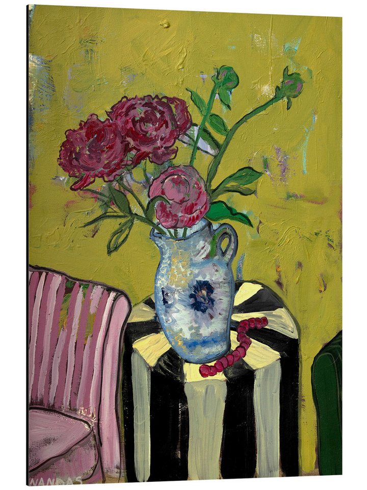 Posterlounge Poster Nanda Schwarz, Blumen auf dem Tisch, Wohnzimmer Modern Malerei von Posterlounge