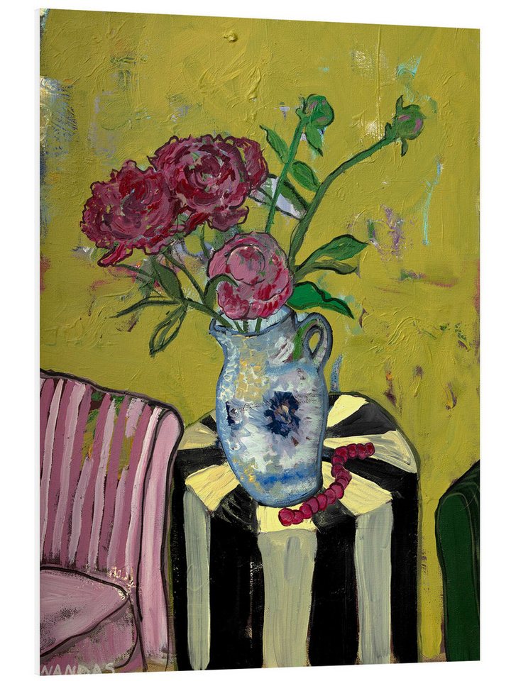 Posterlounge Poster Nanda Schwarz, Blumen auf dem Tisch, Wohnzimmer Modern Malerei von Posterlounge