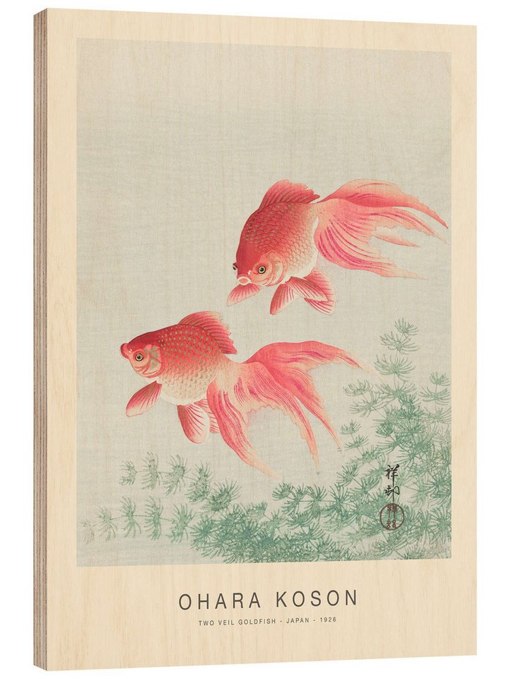 Posterlounge Poster Ohara Koson, Two Veil Goldfish, 1926, Badezimmer Malerei von Posterlounge