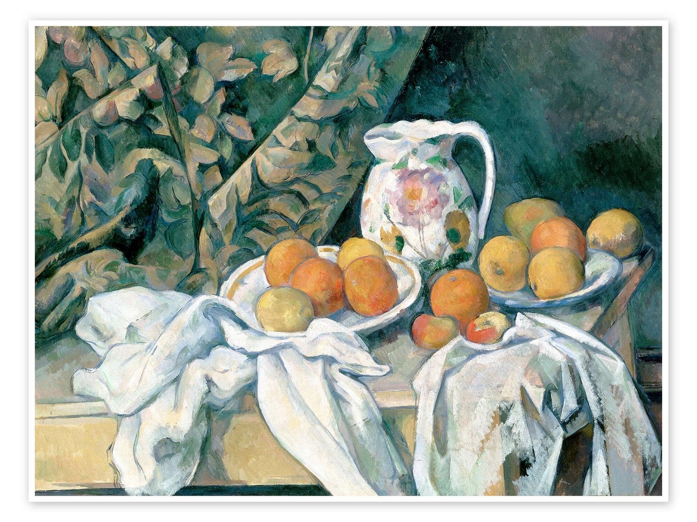 Posterlounge Poster Paul Cézanne, Stilleben mit Vorhang, Malerei von Posterlounge
