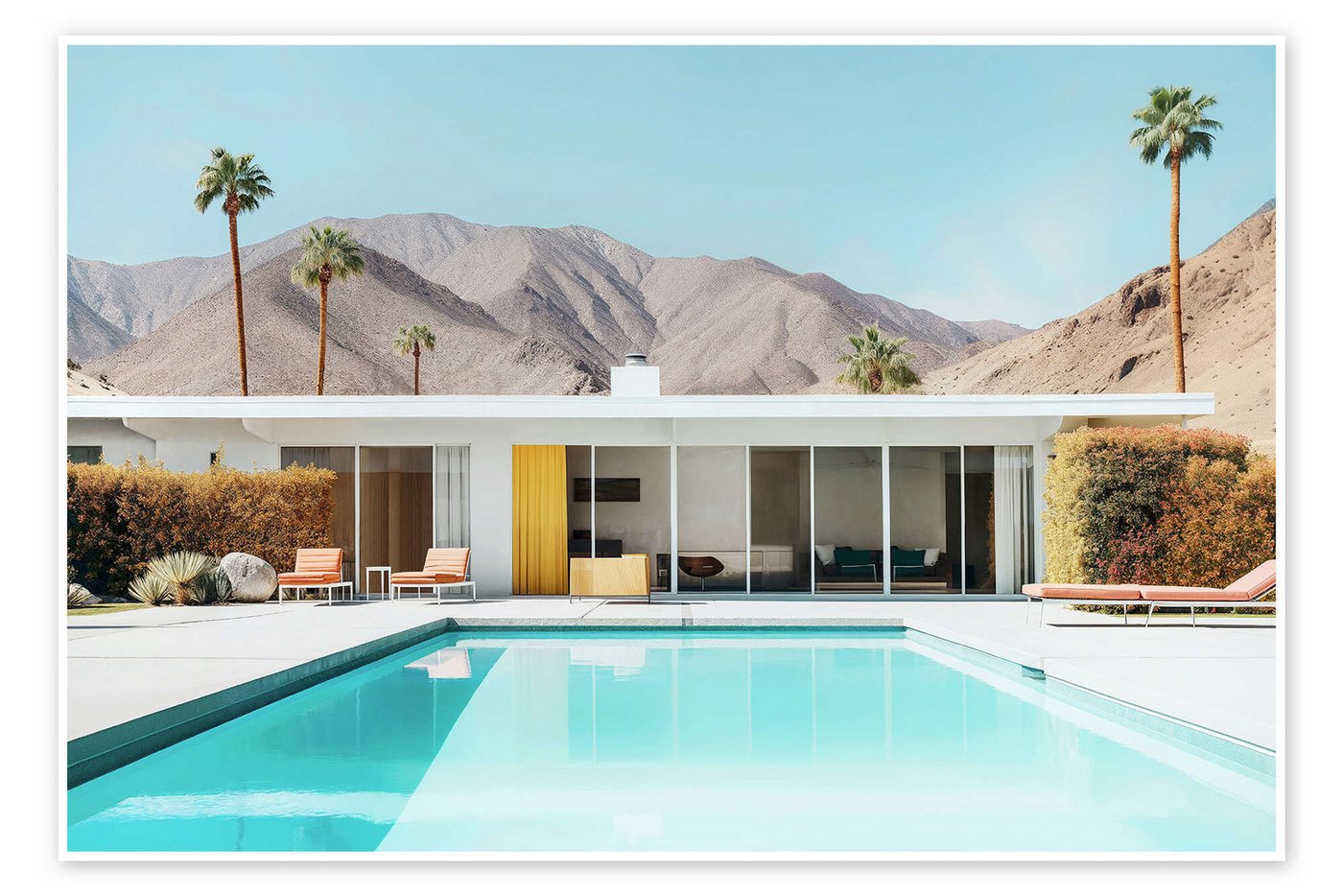 Posterlounge Poster Philippe HUGONNARD, California Dreaming - Palm Springs Pool in der Wüste von Posterlounge