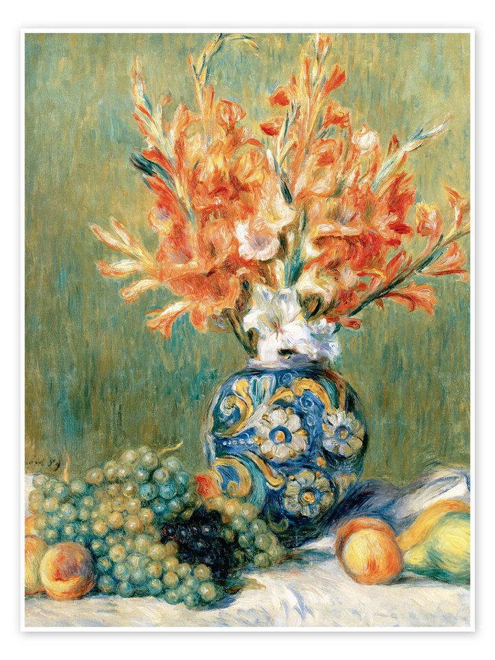 Posterlounge Poster Pierre-Auguste Renoir, Stillleben mit Obst und Blumen, Malerei von Posterlounge