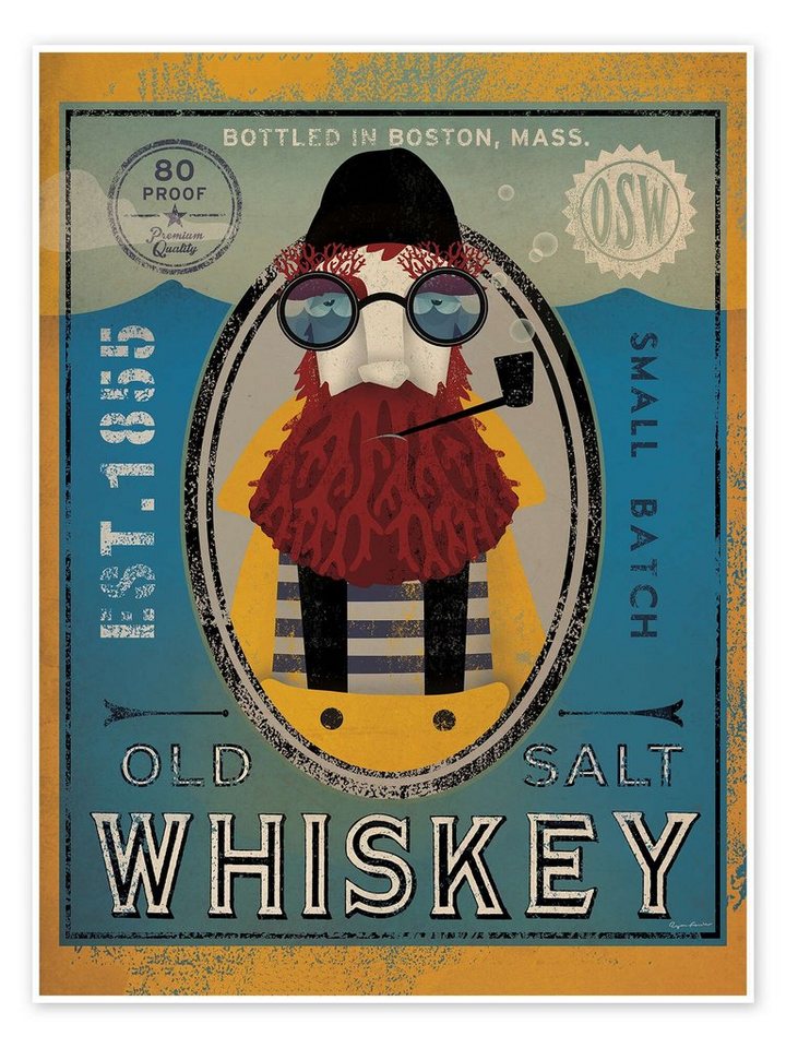 Posterlounge Poster Ryan Fowler, Seemann IV Old Salt Whiskey, Badezimmer Maritim Illustration von Posterlounge