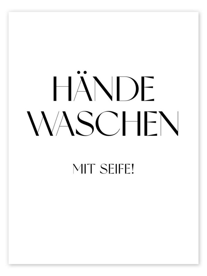 Posterlounge Poster Typobox, Hände Waschen mit Seife!, Badezimmer Posterlounge Poster Typobox, Hände Waschen mit Seife!, Badezimmer von Posterlounge