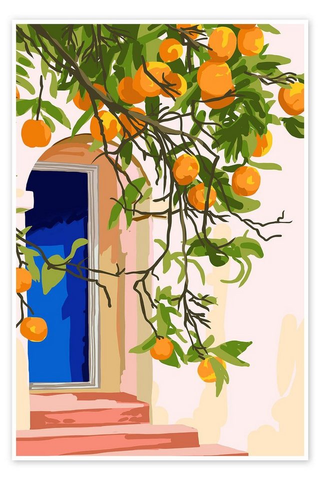 Posterlounge Poster 83 Oranges, Der Orangenbaum vor der Tür, Digitale Kunst von Posterlounge